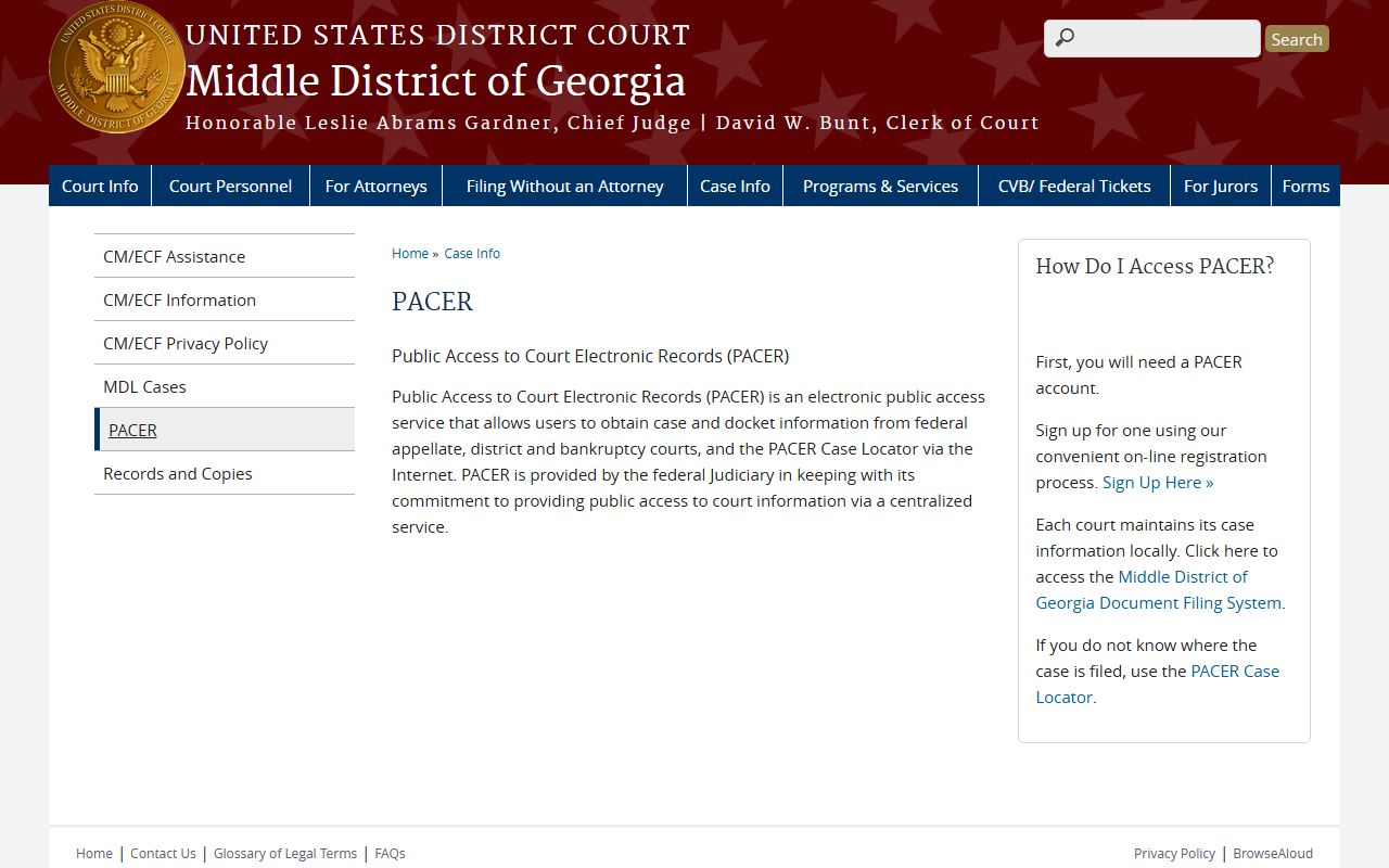 Twiggs County court dockets federal case information
