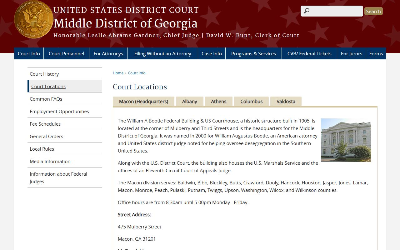 Twiggs County Superior Court Middle District court locations