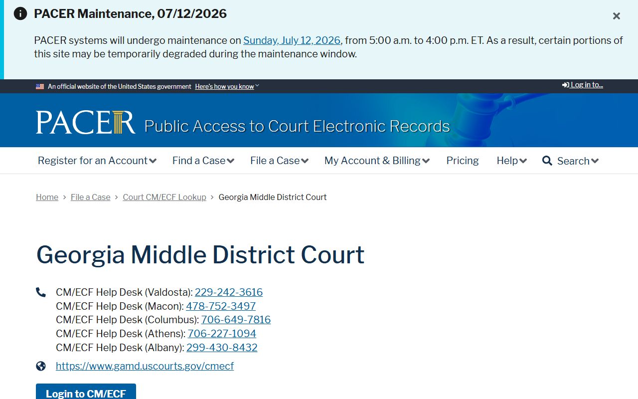 Twiggs County Superior Court PACER federal docket lookup