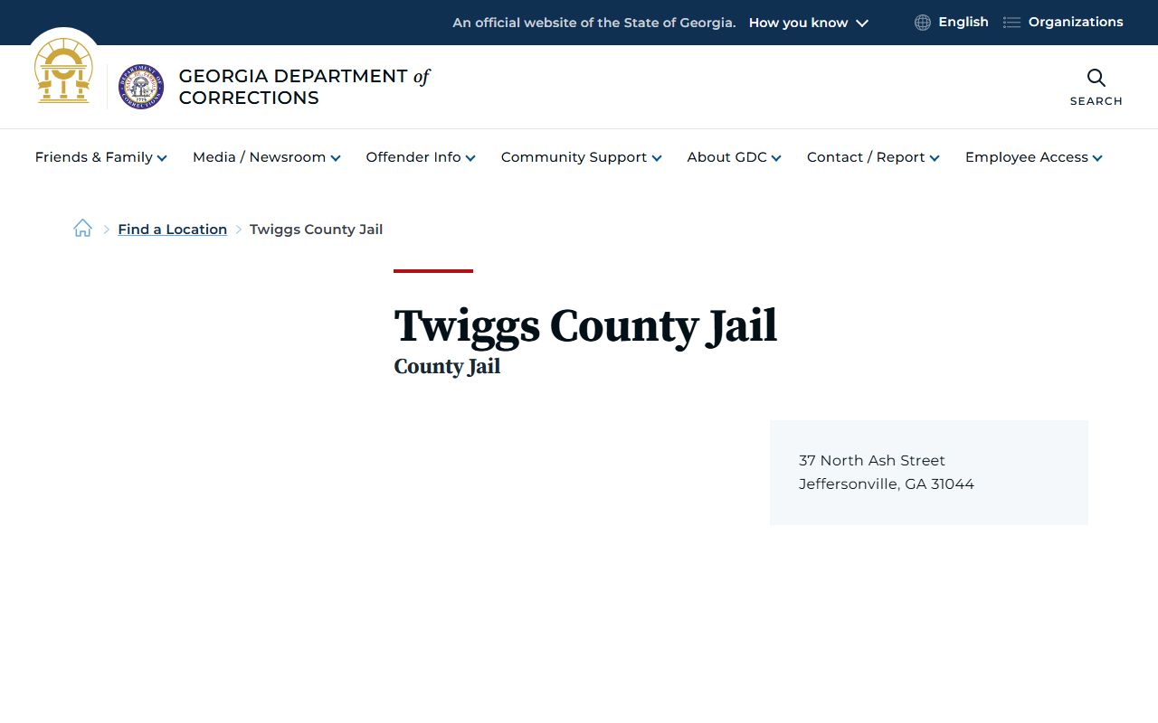 Twiggs County inmate records jail location