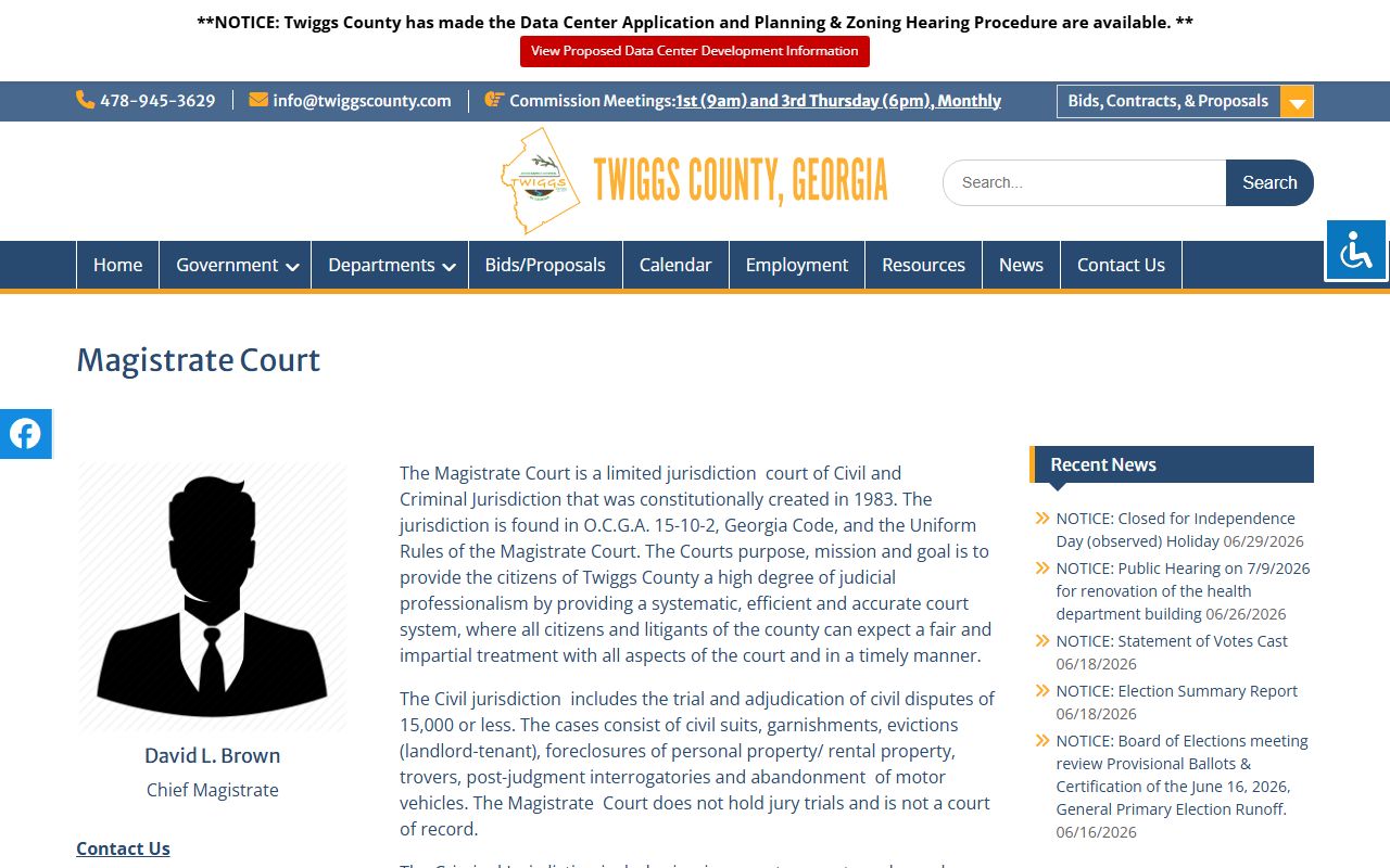 Twiggs County warrant records Magistrate Court source